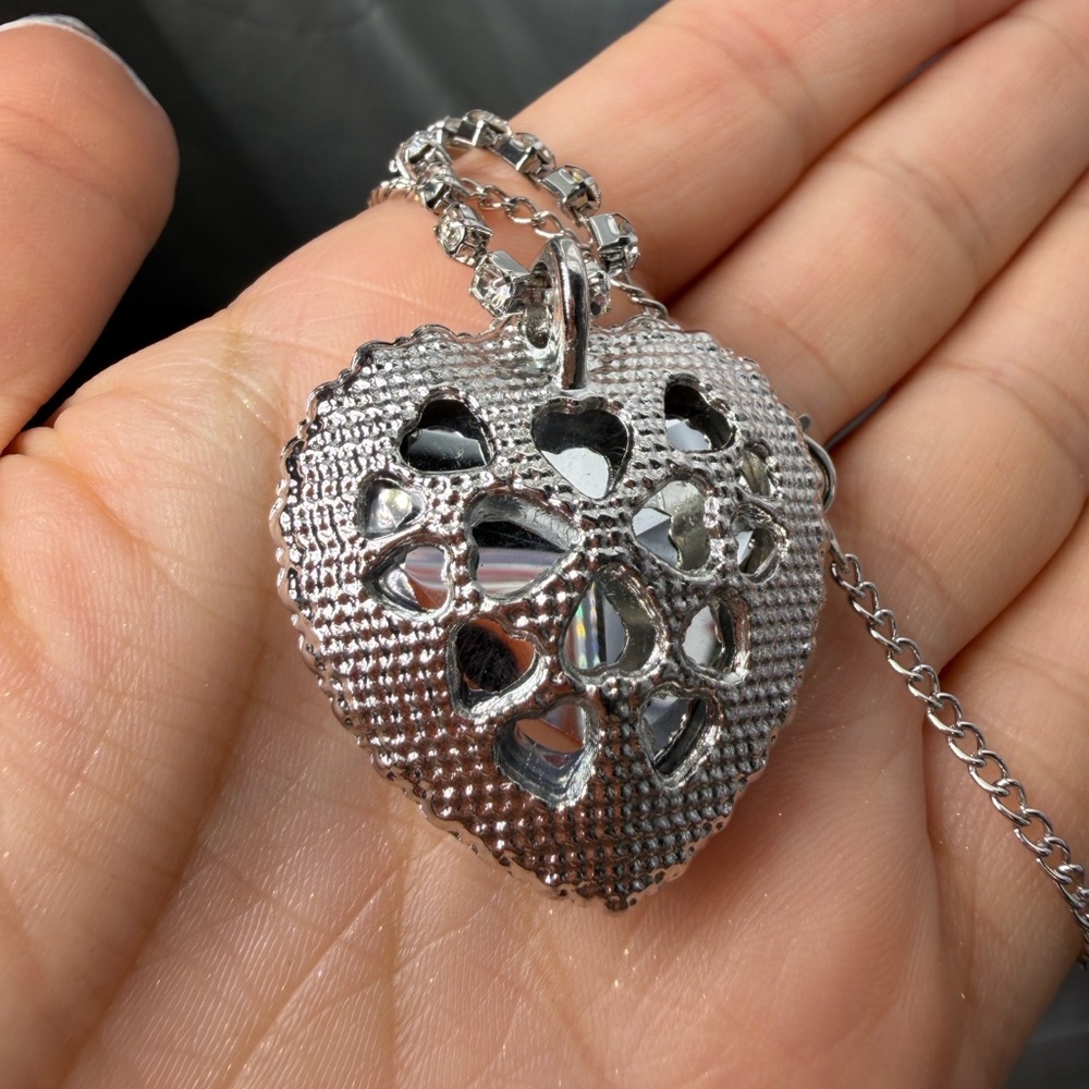 Unique premium look Sapphire Blue Heart Necklace with Silver Accents - Picture 9 of 13